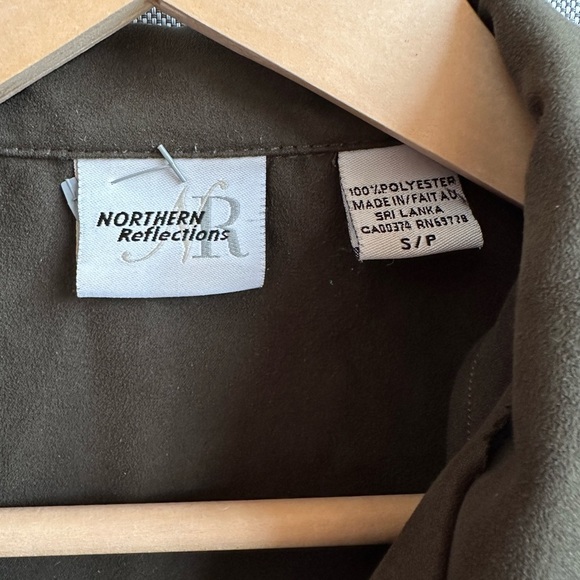 Northern Reflections | Olive Green Faux Suede Utility Jacket | Relaxed Fit - Picture 5 of 8